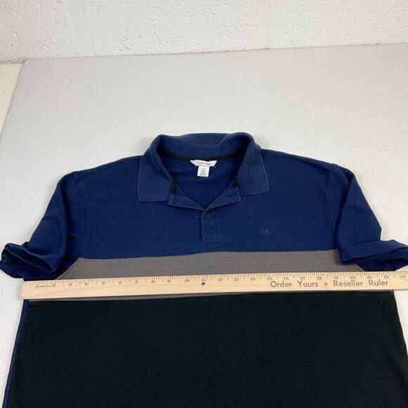 Calvin Klein Mens Cotton Polo Shirt Striped Short Sleeve Collared Pullover Large - Picture 7 of 11